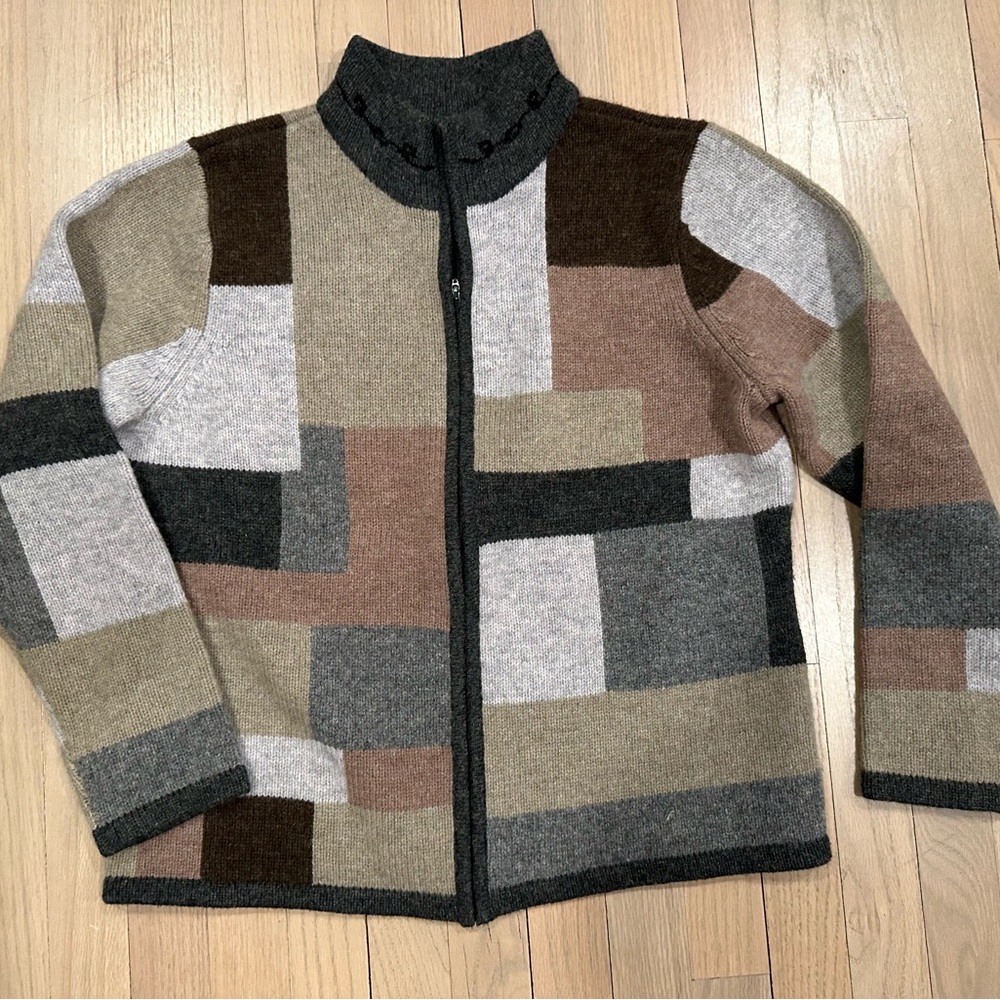 Like New Vintage Talbots Patchwork Pattern Zip-Up… - image 2